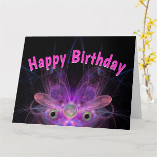 Pink Butterfly Angel Happy Birthday BIG Card