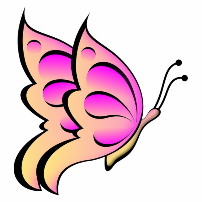 Pink Butterfly Animal Pattern Peace Love Juanita Photo Sculpture Key Ring (Front)