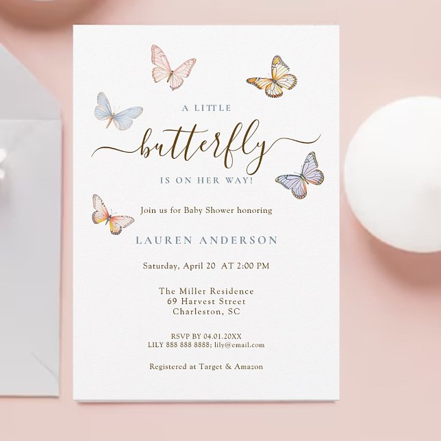 Pink Butterfly Baby Girl Baby shower Invitation (Creator Uploaded)