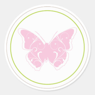 Pink Butterfly Baby Shower Favour Sticker