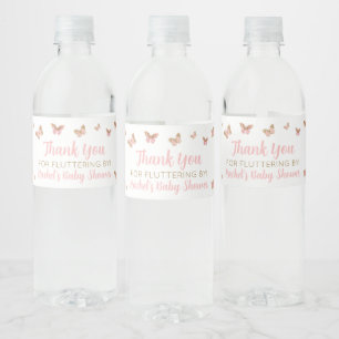 Pink Butterfly Baby Shower Favour Water Bottle Lab Water Bottle Label