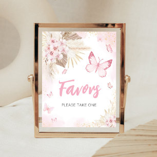 Pink Butterfly Baby Shower Favours Sign