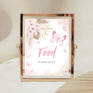 Pink Butterfly Baby Shower Food Sign