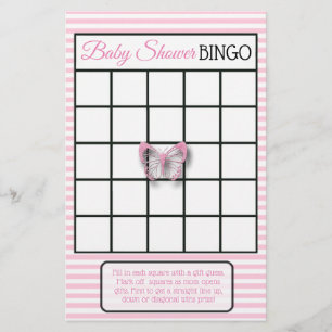 Pink Butterfly Baby Shower Games Flyer