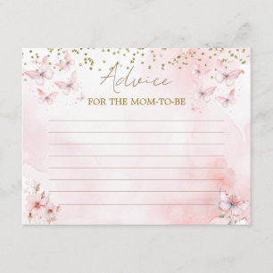 Pink Butterfly Baby Shower Girl Advice for Mummy Enclosure Card