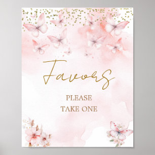 Pink Butterfly Baby Shower Girl  Favours Sign