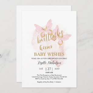 Pink Butterfly Baby Shower Invitation