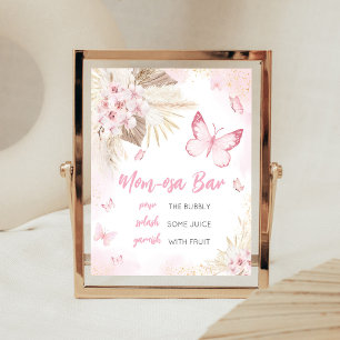Pink Butterfly Baby Shower Mum Osa Bar Sign