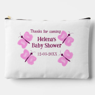 Pink butterfly Baby shower watercolor add name Accessory Pouch
