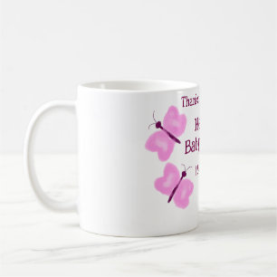 Pink butterfly Baby shower watercolor add name Coffee Mug