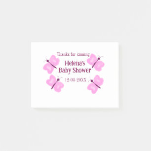 Pink butterfly Baby shower watercolor add name Post-it Notes