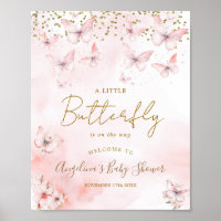 Pink Butterfly Baby Shower Welcome