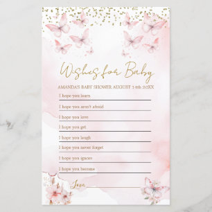 Pink Butterfly Baby Shower Wishes for Baby Game