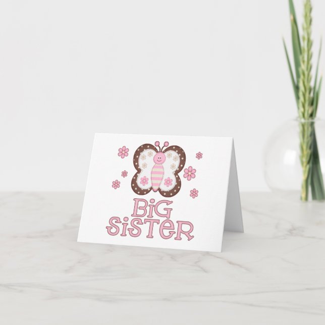 Pink Butterfly Big Sister Card (Front)