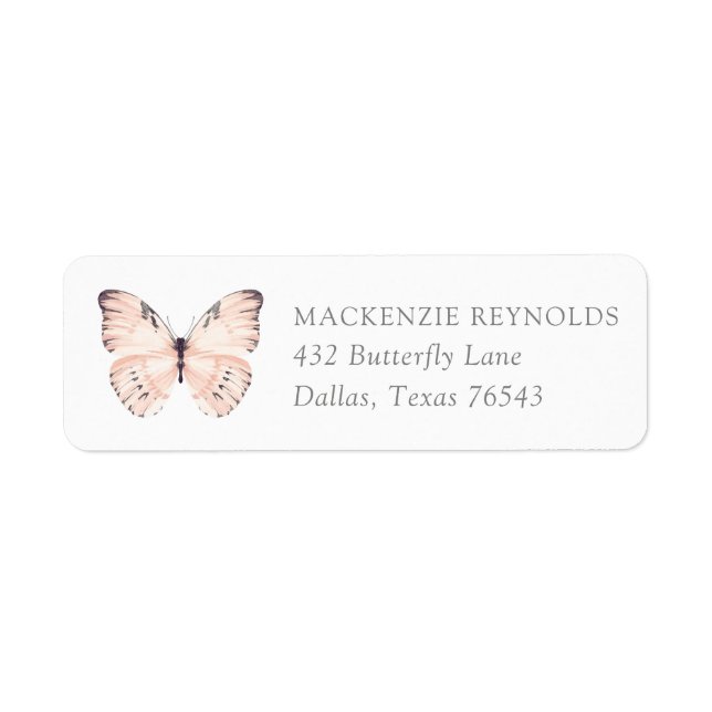 Pink Butterfly Birthday Party Return Address (Front)