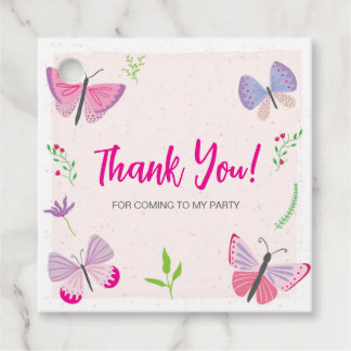Pink Butterfly Birthday Thank You Tag