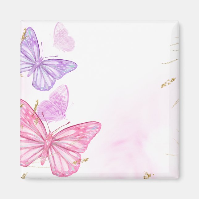 Pink butterfly border pixabay magnet (Front)