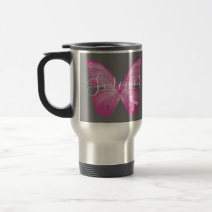 Pink Butterfly Breast Cancer Survivor Travel Mug