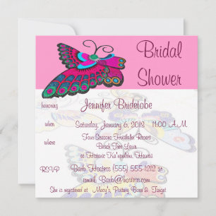 Pink Butterfly Bridal Shower Invitation
