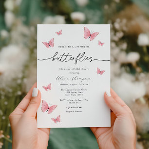 Pink Butterfly Bridal Shower Invitation