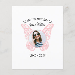 Pink Butterfly   Budget Photo Memorial  Invitation