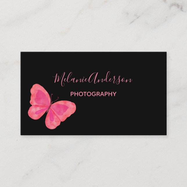Pink Butterfly Business Card (Front)