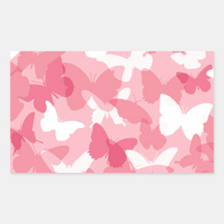 Pink Butterfly Camouflage Rectangular Sticker