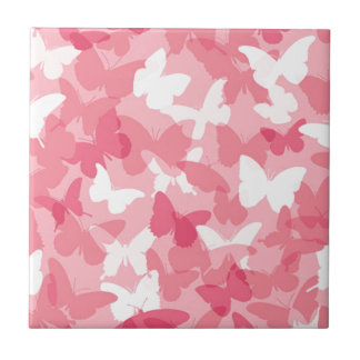 Pink Butterfly Camouflage Tile