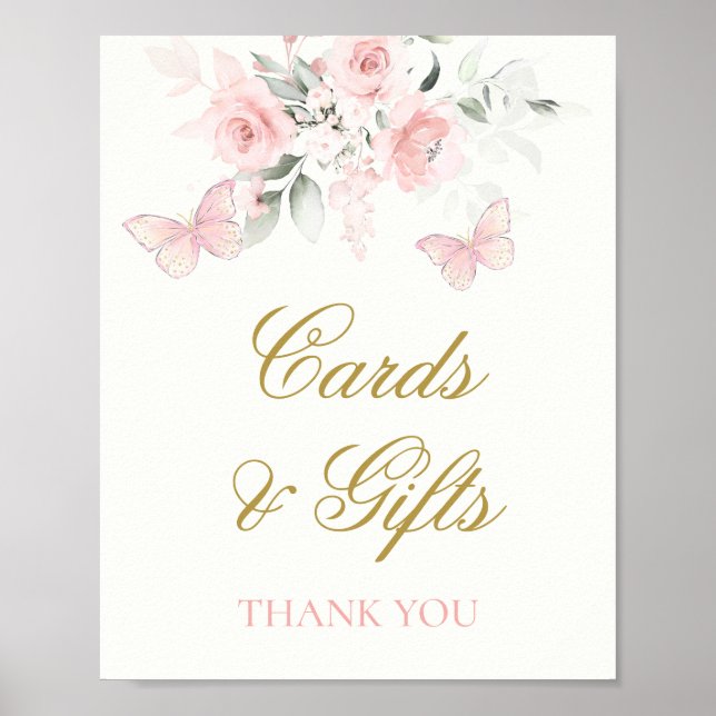 Pink Butterfly Cards and Gifts sign (Front)