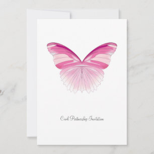 Pink Butterfly - Civil Partnership Invitation