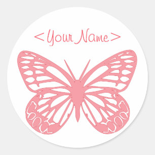 Pink Butterfly Classic Round Sticker