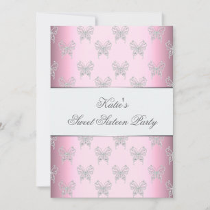 Pink Butterfly Classy Sweet Sixteen Party Invitation