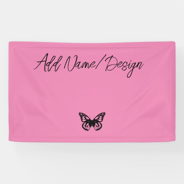 Pink Butterfly - Create Your Own (CYO) Banner (Horizontal)
