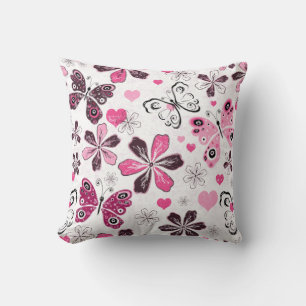 Pink Butterfly   Decorative Cushion