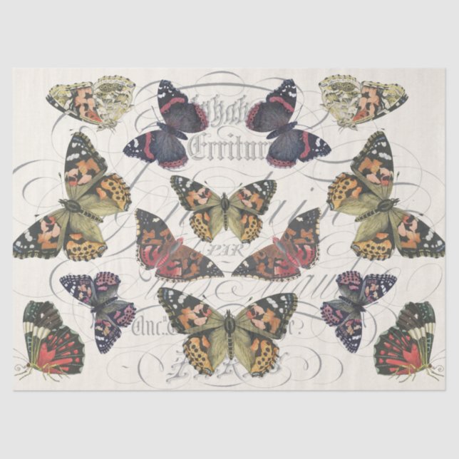 Pink Butterfly Decoupage Tissue Tissue Paper (Front)