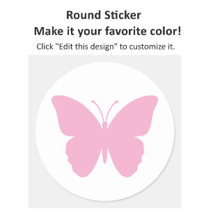Pink Butterfly Design Classic Round Sticker