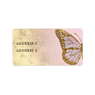 pink butterfly design label