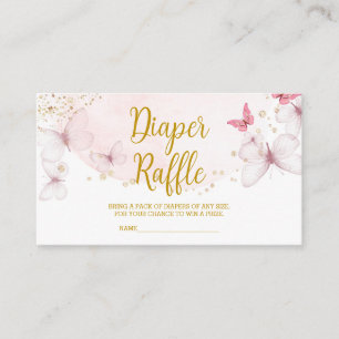 Pink Butterfly diaper raffle ticket Enclosure Card