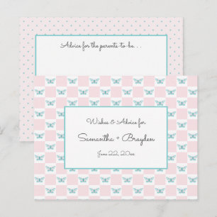 Pink Butterfly + Dots Baby Shower Advice Cards