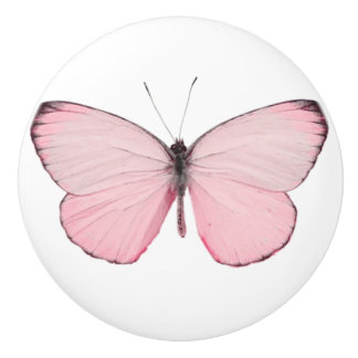 Pink Butterfly Drawer or Door Knob