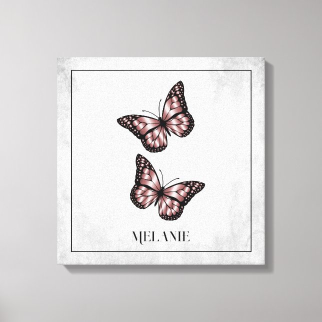 Pink Butterfly Floral Canvas Print (Front)