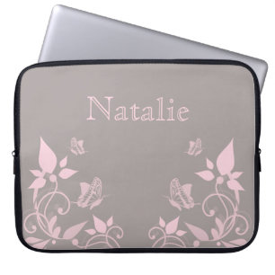 Pink Butterfly Floral Electronics Sleeve