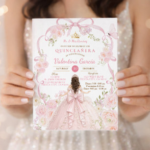 Pink Butterfly Floral mis Quince Sweet 16 Invitation