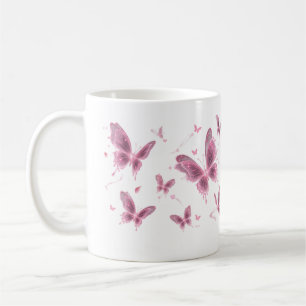 Pink Butterfly Floral Mug
