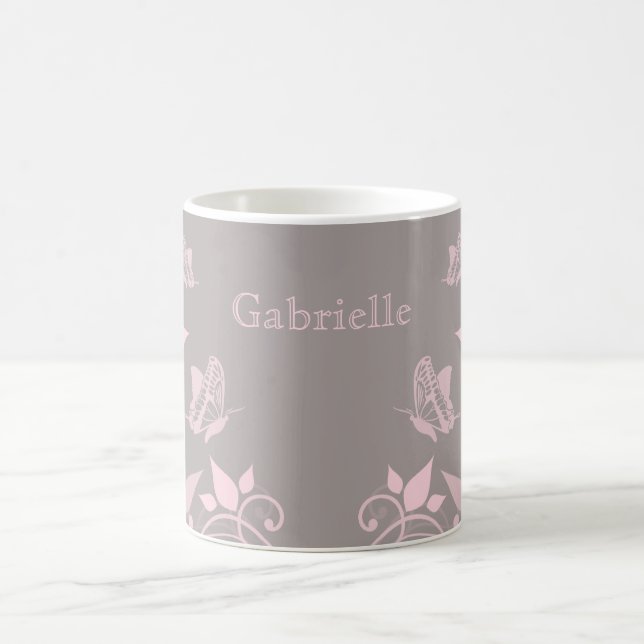 Pink Butterfly Floral Mug (Center)