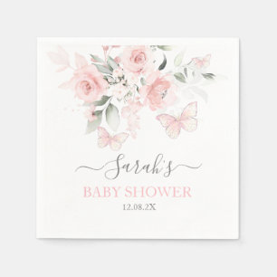 Pink Butterfly Floral Napkins