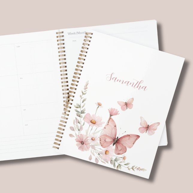 Pink Butterfly Floral Personalised Planner (Creator Uploaded)