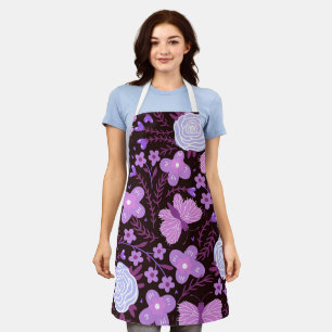 Pink Butterfly Flower Apron
