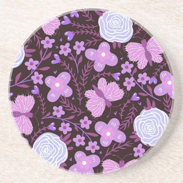 Pink Butterfly Flower Coaster (Front)