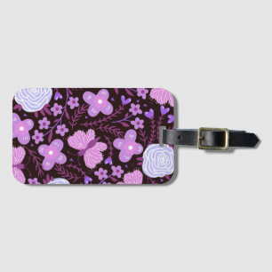 Pink Butterfly Flower Luggage Tag